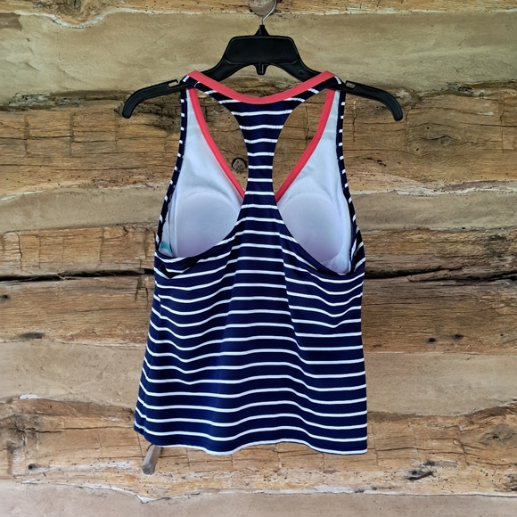 Beach House Navy & White Striped Racerback Tankini Top Size 14 - Picture 4 of 6